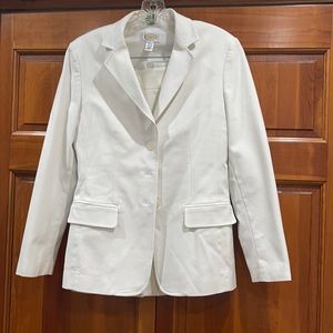Talbots elegant stretch cotton white fitted blazer